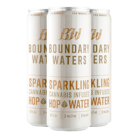 Boundary Waters Sparkling Cannabis Infused Hop Water, 3mg THC + 3mg CBD - 4 pack