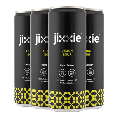Jixxie Lemon Sour Hemp Seltzer 4mg THC 4mg CBD - 6 pack