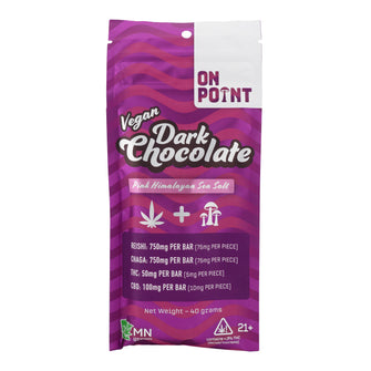 ON POINT Dark Chocolate Mushroom Infused Bar 50mgTHC (2 Flavors)