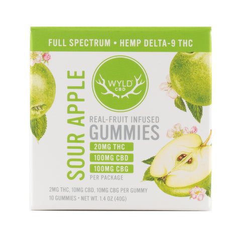 Wyld Sour Apple Full Spectrum Gummies THC, CBD, & CBG